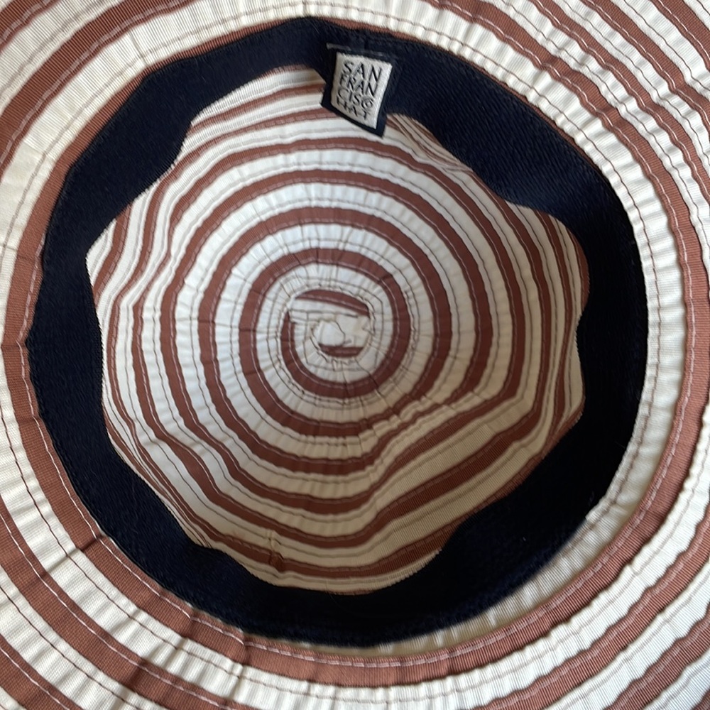 Cream and light brown striped sun hat by San Francisco Hat - protective & cute! - Picture 5 of 9